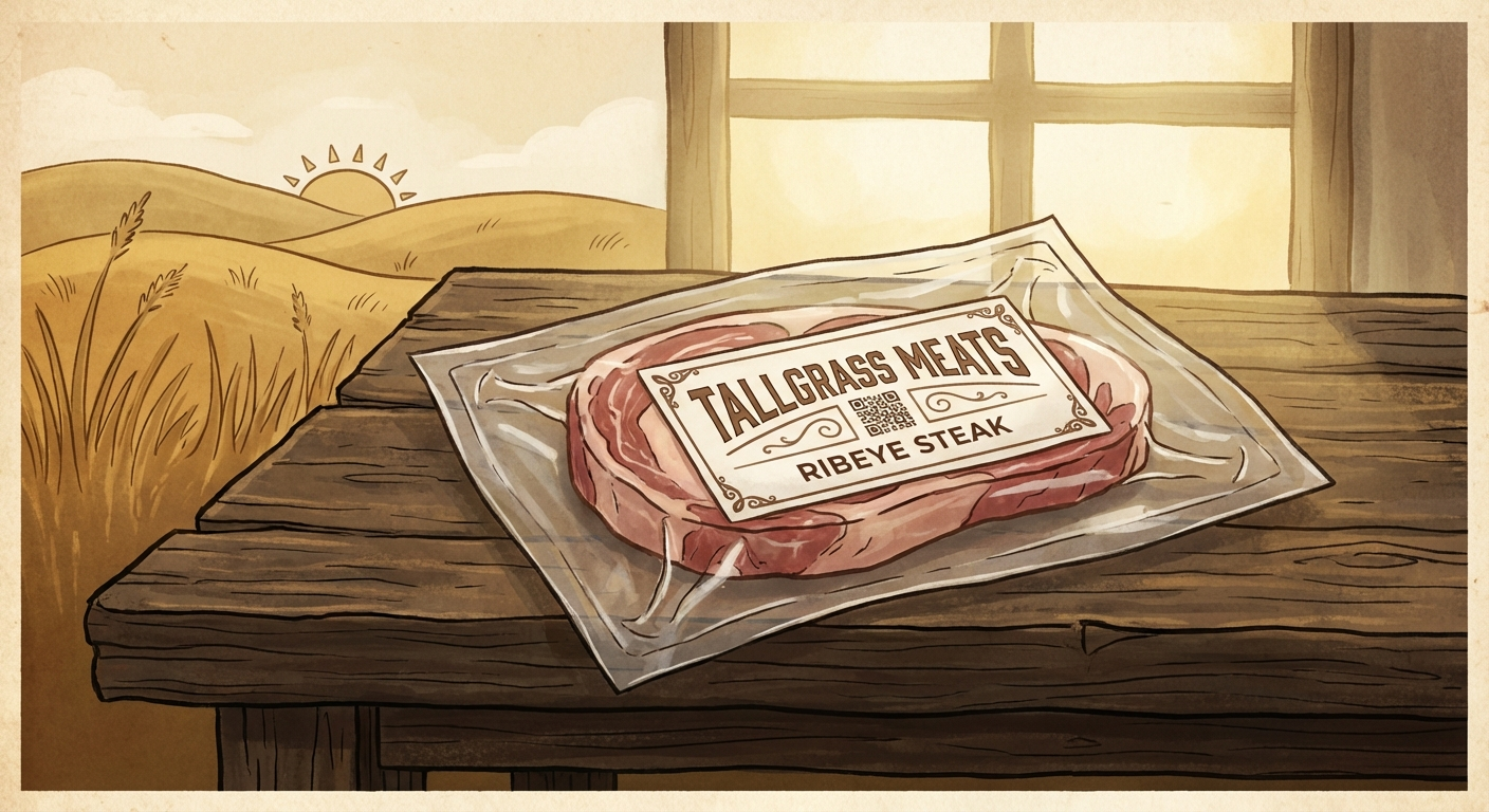 Meat package with QR code